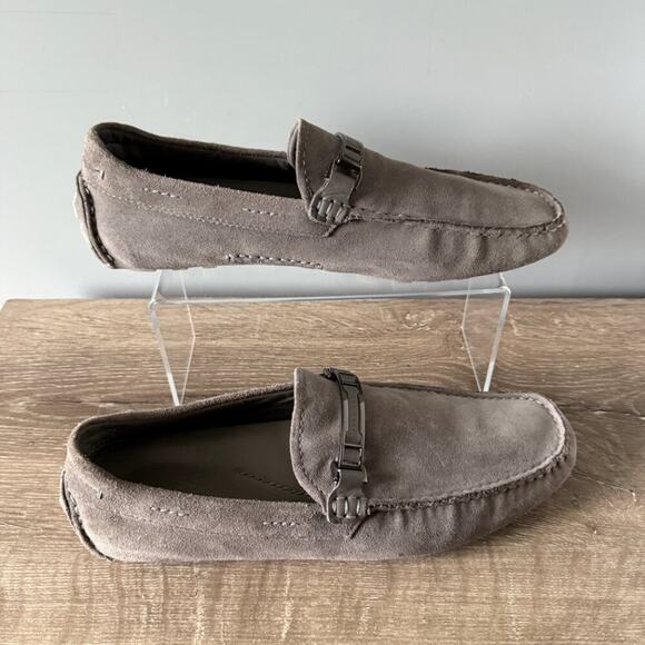 Hugo Boss Drimeto Gray Suede Driving Loafers Shoes Mens Size 10 - Picture 4 of 11